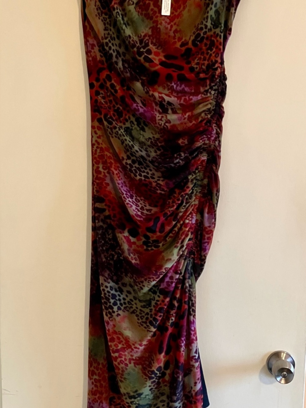 Anthropologie Leopard Print Midi Dress in Red and Green